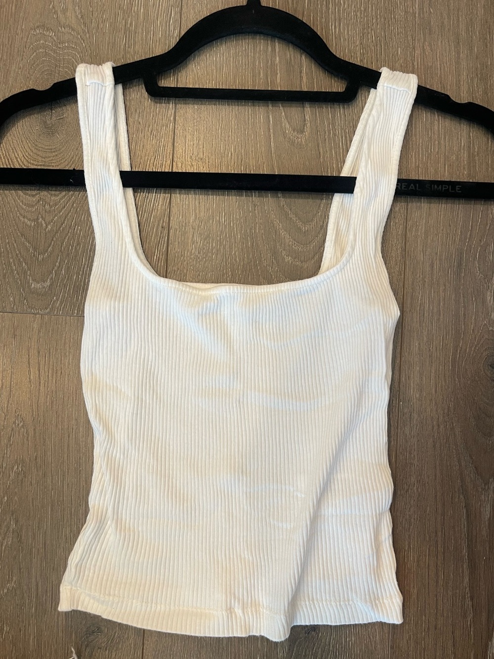 Urban Outfitters White Ribbed Square-Neck Tank